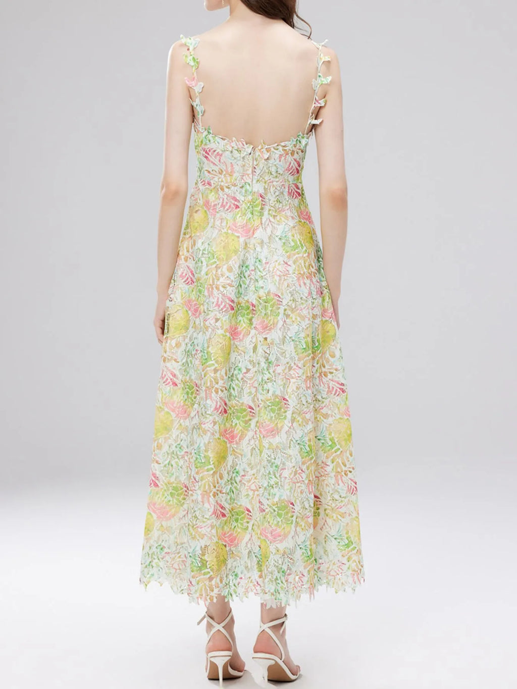 Floral Lace Sleeveless V-neck Midi Dress (17)