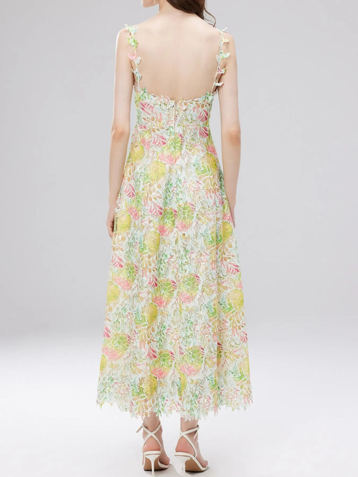 Floral Lace Sleeveless V-neck Midi Dress (17)