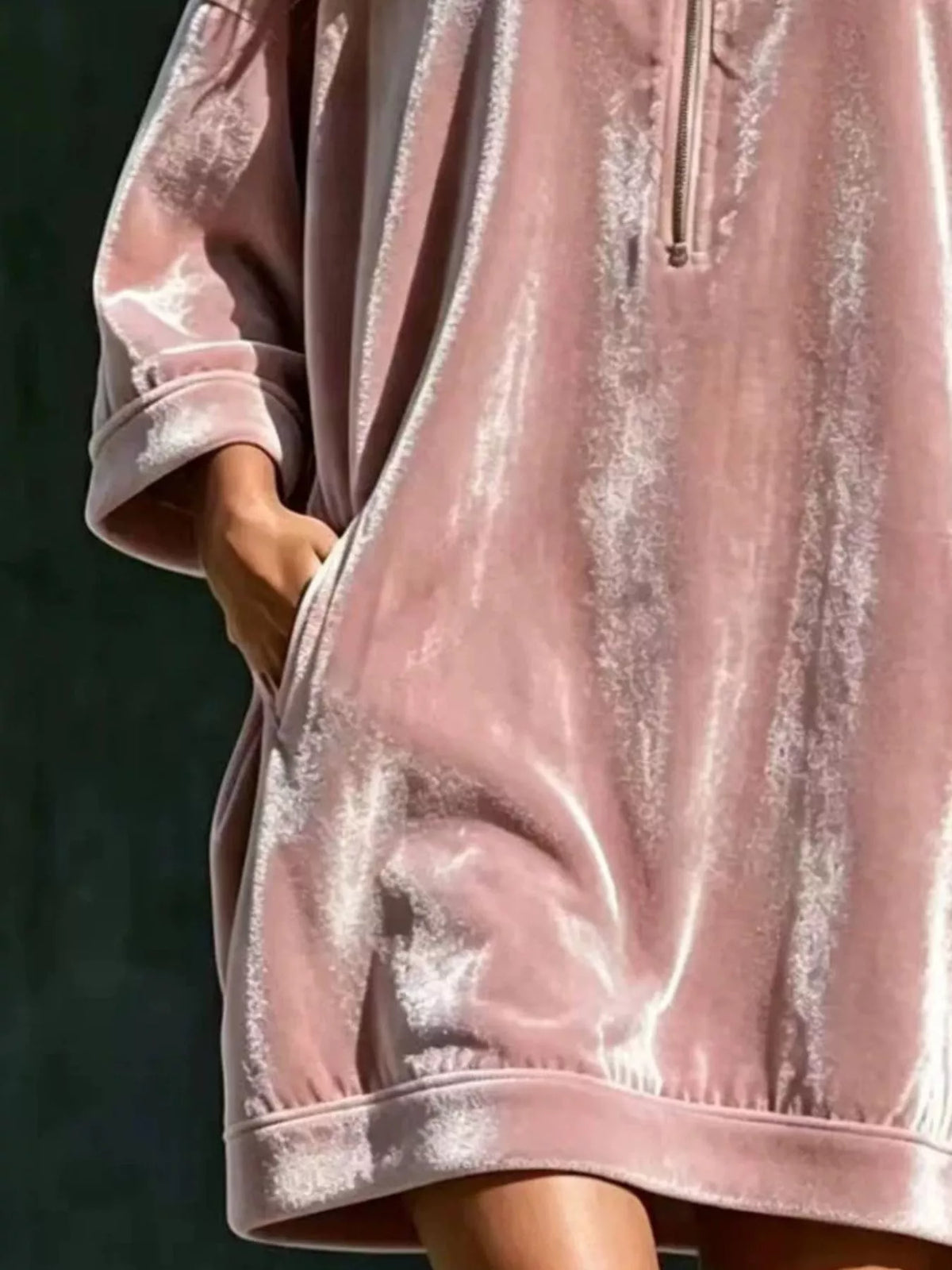 Full Size Half-zip 3/4 Sleeve Hoodie Dress Plus (6)