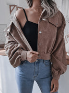 Lantern Sleeve Cropped Corduroy Jacket (6)