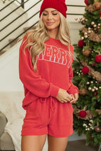 Merry Round Neck Long Sleeve Top Shorts Lounge Set (4)