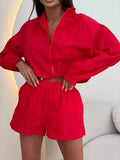 Zip-up Crop Jacket High-waisted Shorts Set