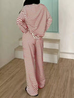 Striped Long Sleeve Top Pants Set (11)