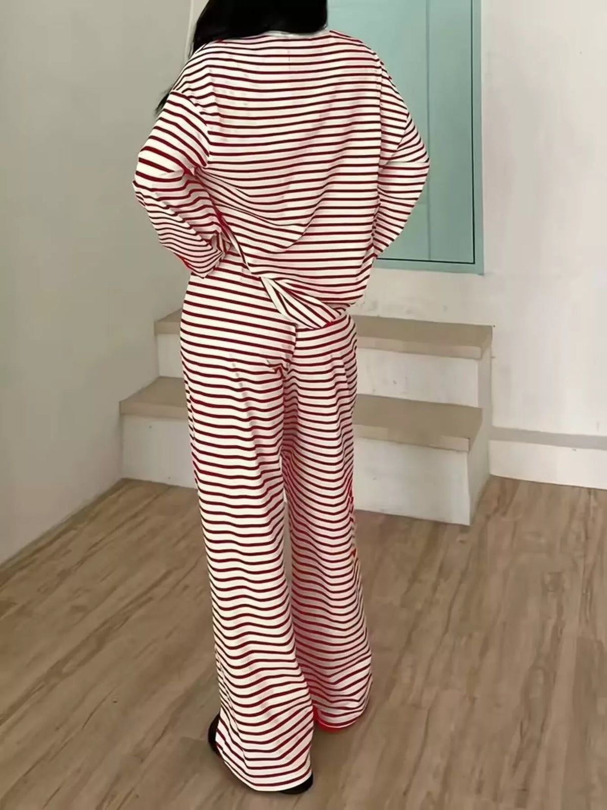 Striped Long Sleeve Top Pants Set (11)