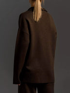 Polo Collar Top Wide-leg Pants Set (35)
