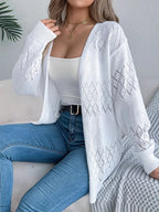 Openwork Open Front Long Sleeve Cardigan (15)