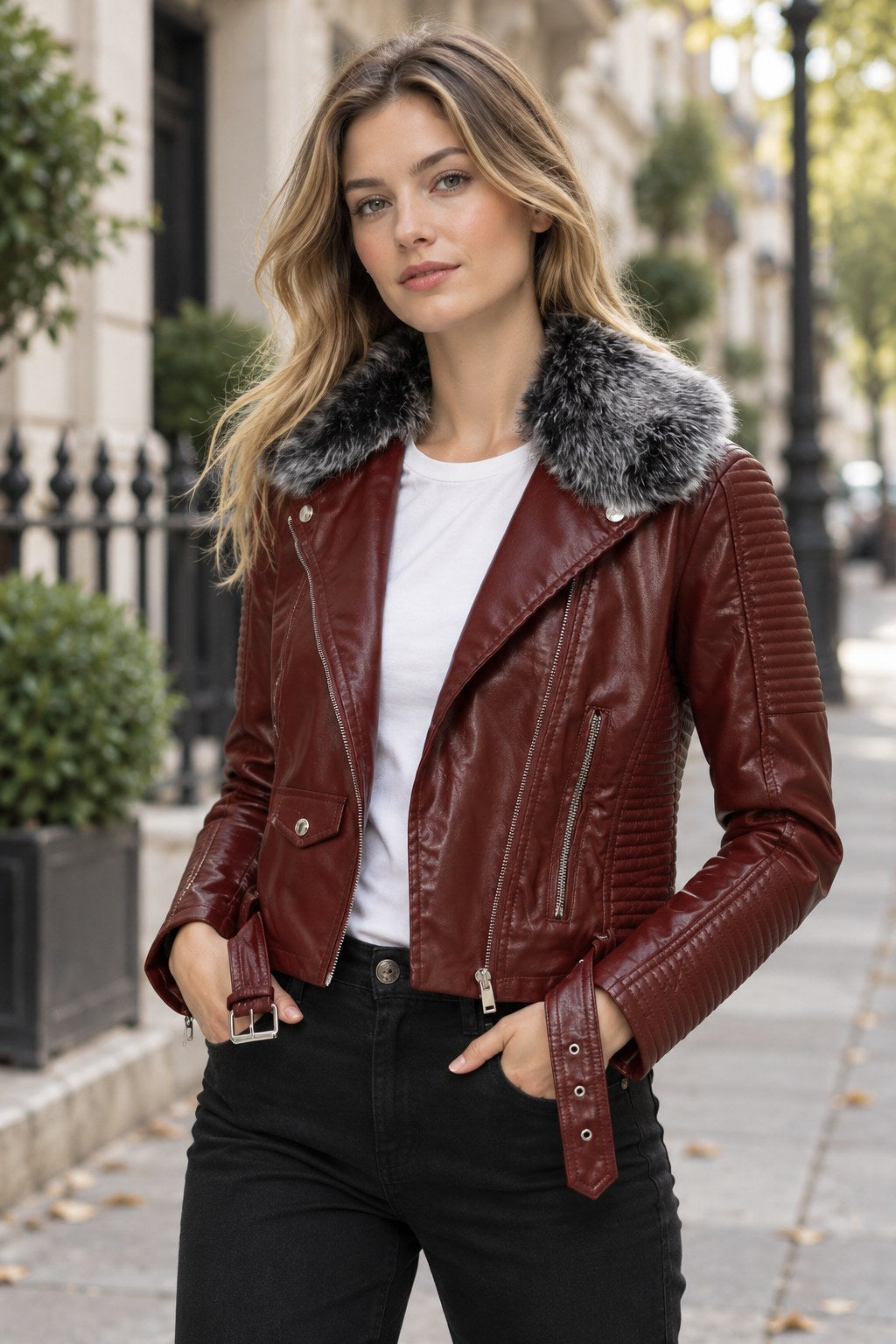 Faux Fur Top styled on a model