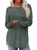 Ribbed Knit Long Sleeve T-shirt