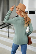 Cable-knit Long Sleeve V-neck T-shirt (12)