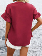 Button Down Ruffled Short Sleeve Shirt (3)
