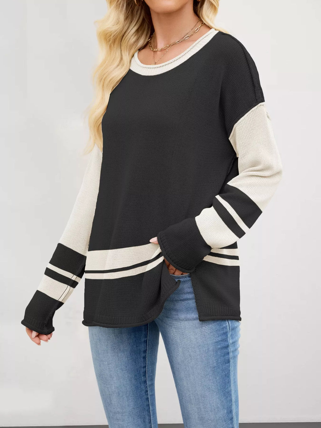 Block Side Slit Sweater (8)