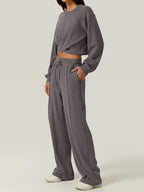 Crisscross Round Neck Top Drawstring Pants Set (14)