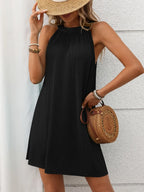 Textured Grecian Neck Mini Dress (22)