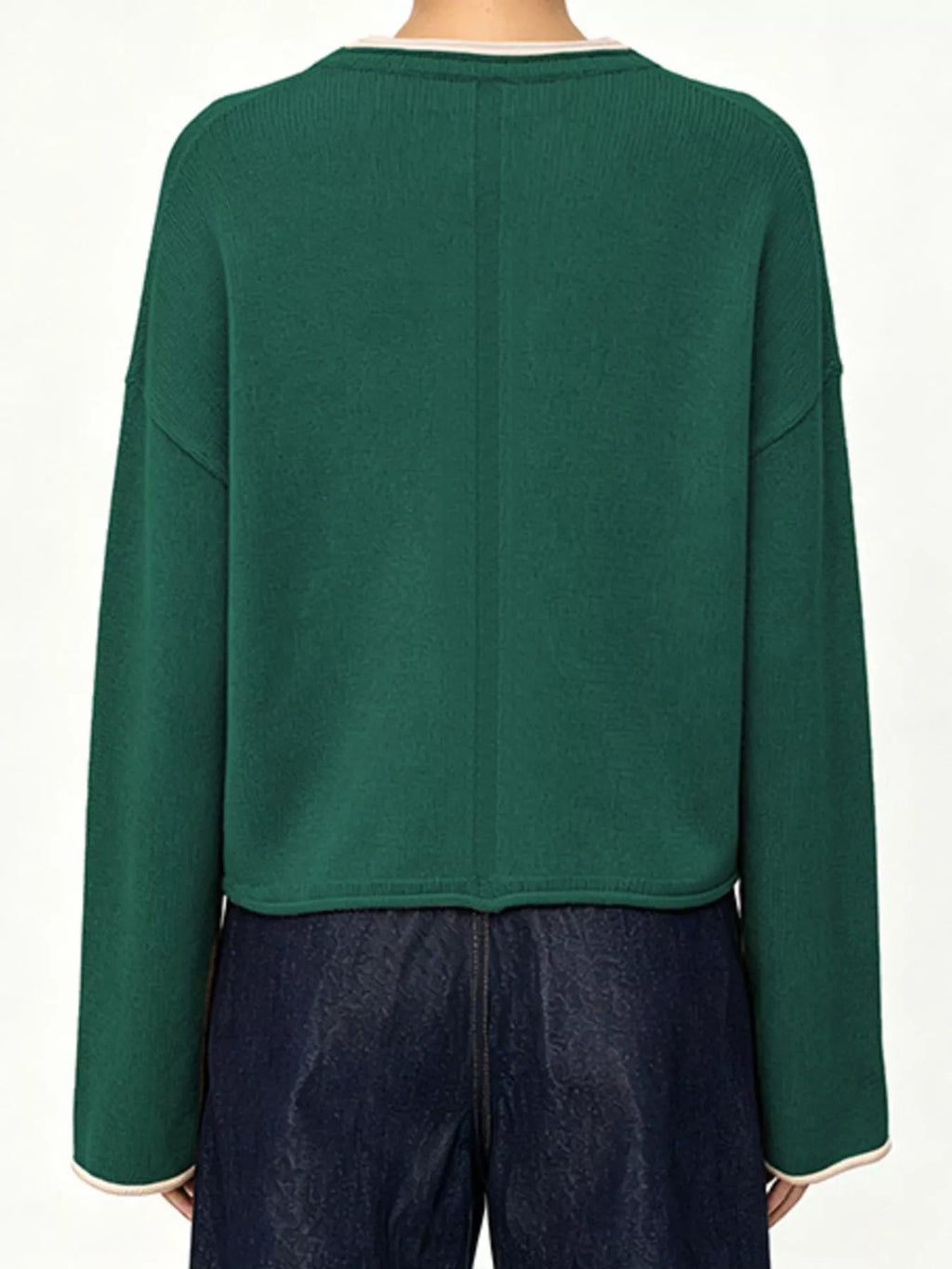 Crew Neck Dropped Shoulder Sweater (9)