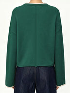 Crew Neck Dropped Shoulder Sweater (9)