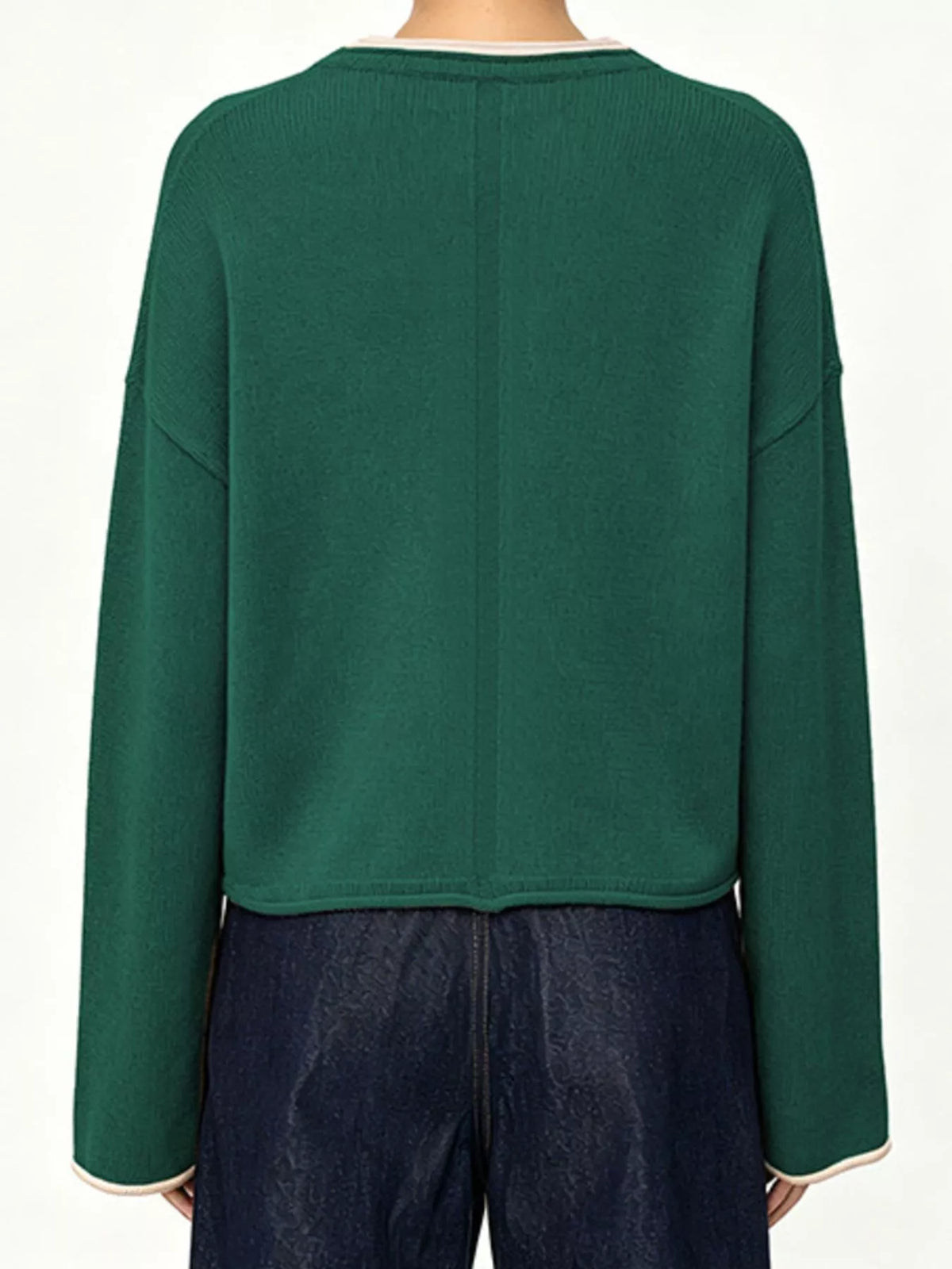Crew Neck Dropped Shoulder Sweater (9)