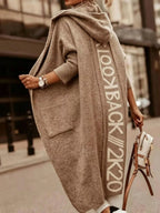 Full Size Letter Back Hooded Cardigan Plus