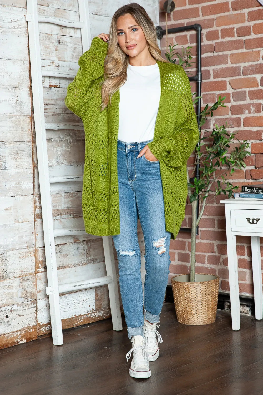 Openwork Open Front Long Sleeve Cardigan (16)
