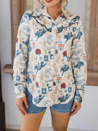 Printed Button Up Long Sleeve Shirt
