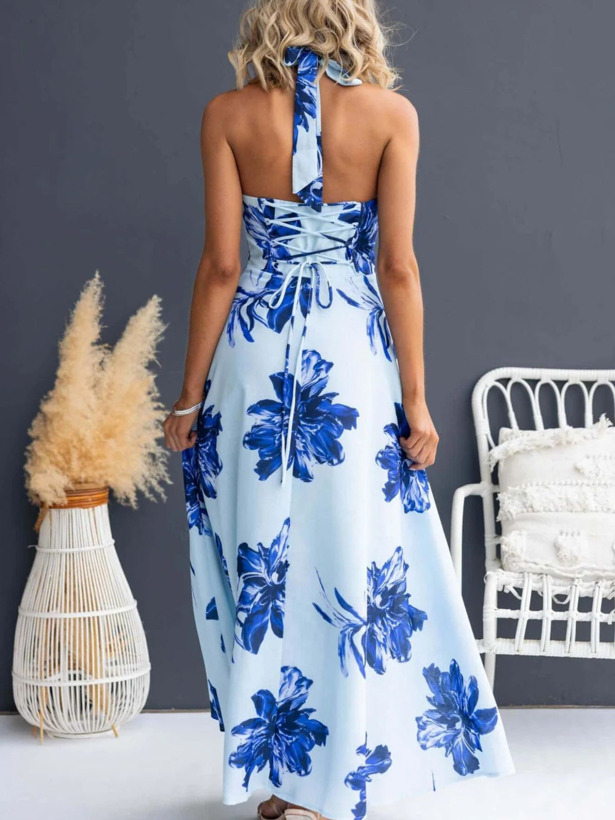 Floral Print Halter Neck Maxi Dress (18)