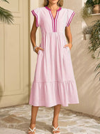 Striped Ruffle Sleeve Midi Dress (12)
