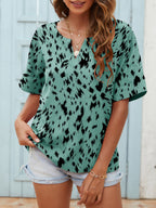 Printed Notched Neck Half Sleeve Blouse (9)