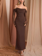 Off-shoulder Ruched Mermaid Maxi Dress (27)