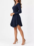 V-neck Ribbed Knit A-line Dress (33)