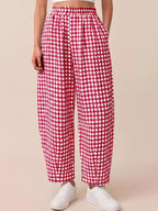 Gingham Wide-leg Casual Pants (15)