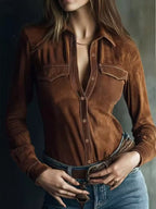 Suede Button-down Shirt