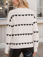 Heart Round Neck Long Sleeve Sweater (11)