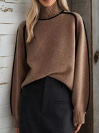 Contrast Trim Turtleneck Sweater (10)