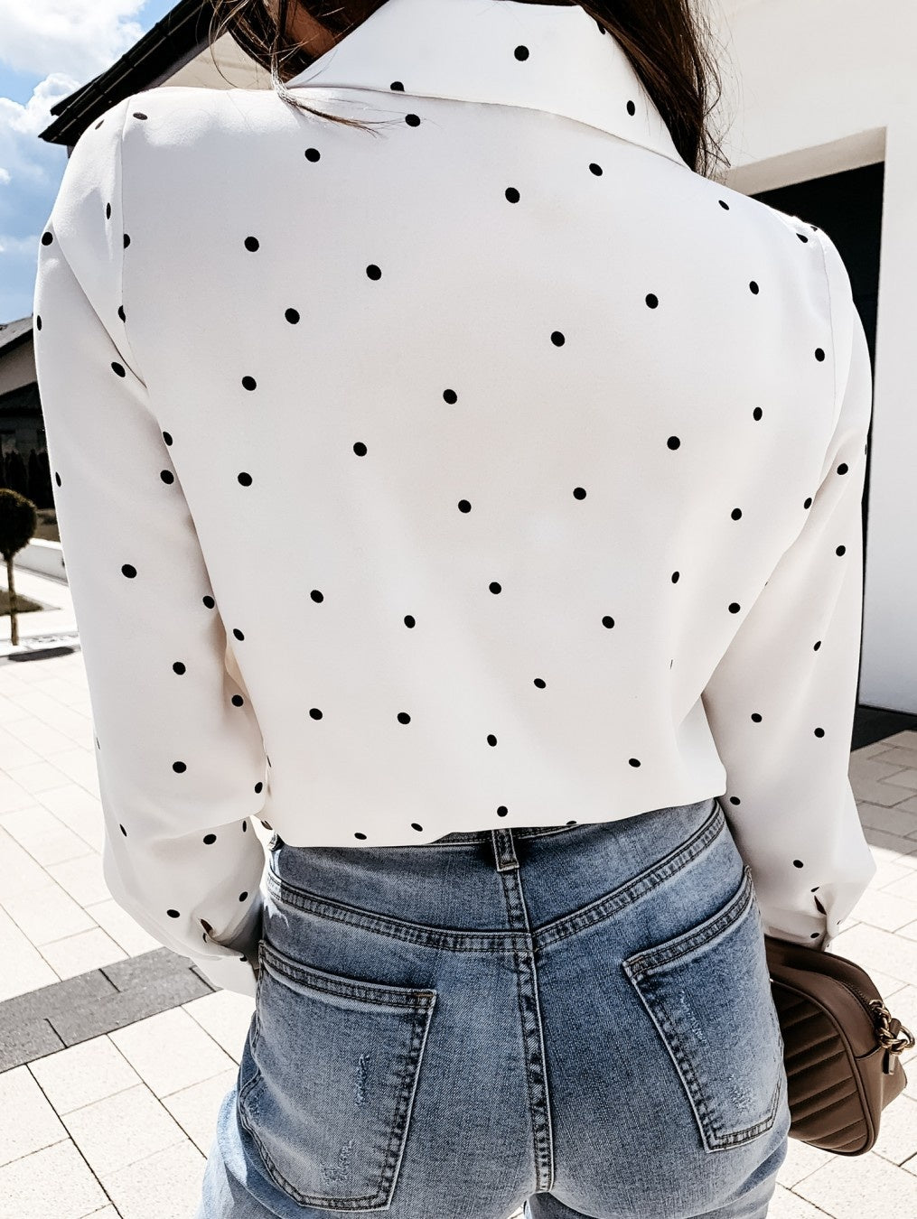 Slim Button Polka Dot Long Sleeve Pocket Shirt photo 1