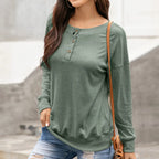 Quarter Button Dropped Shoulder Blouse (18)