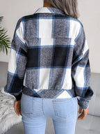 Plaid Collared Neck Long Sleeve Jacket (5)