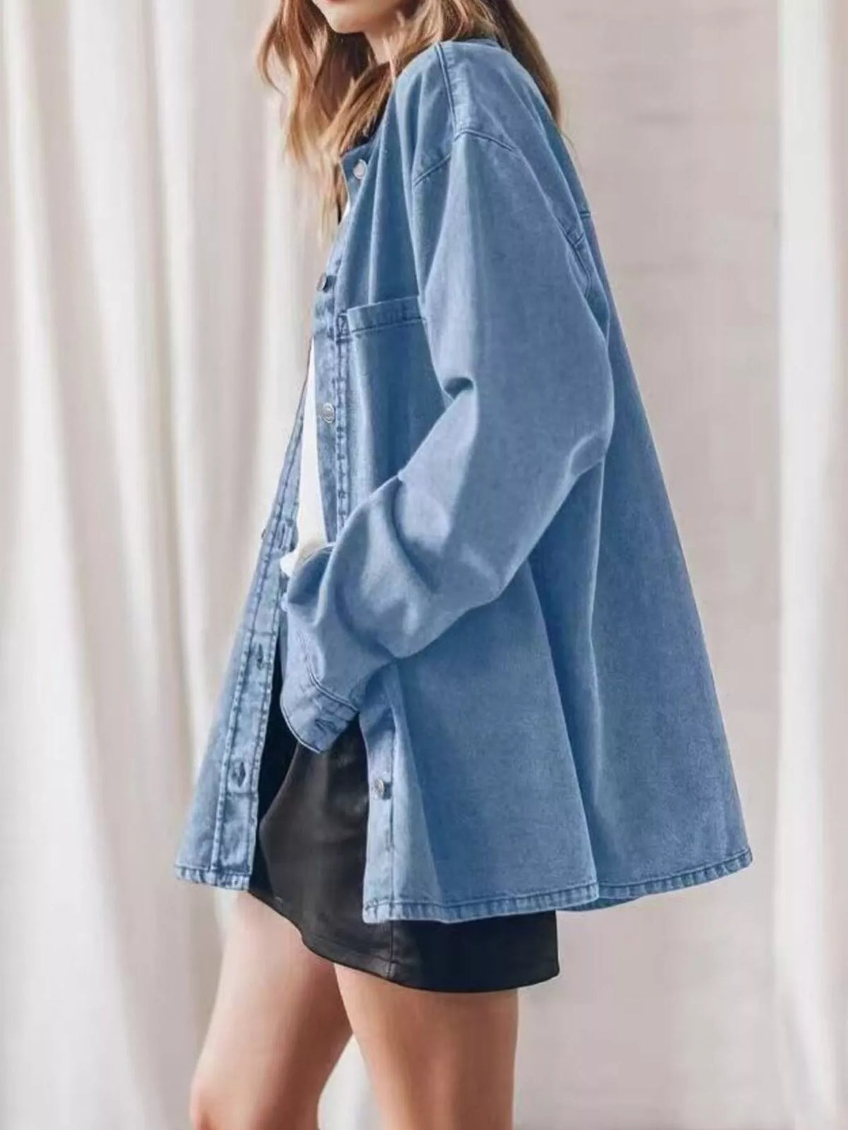 Oversized Button Up Denim Shirt (3)