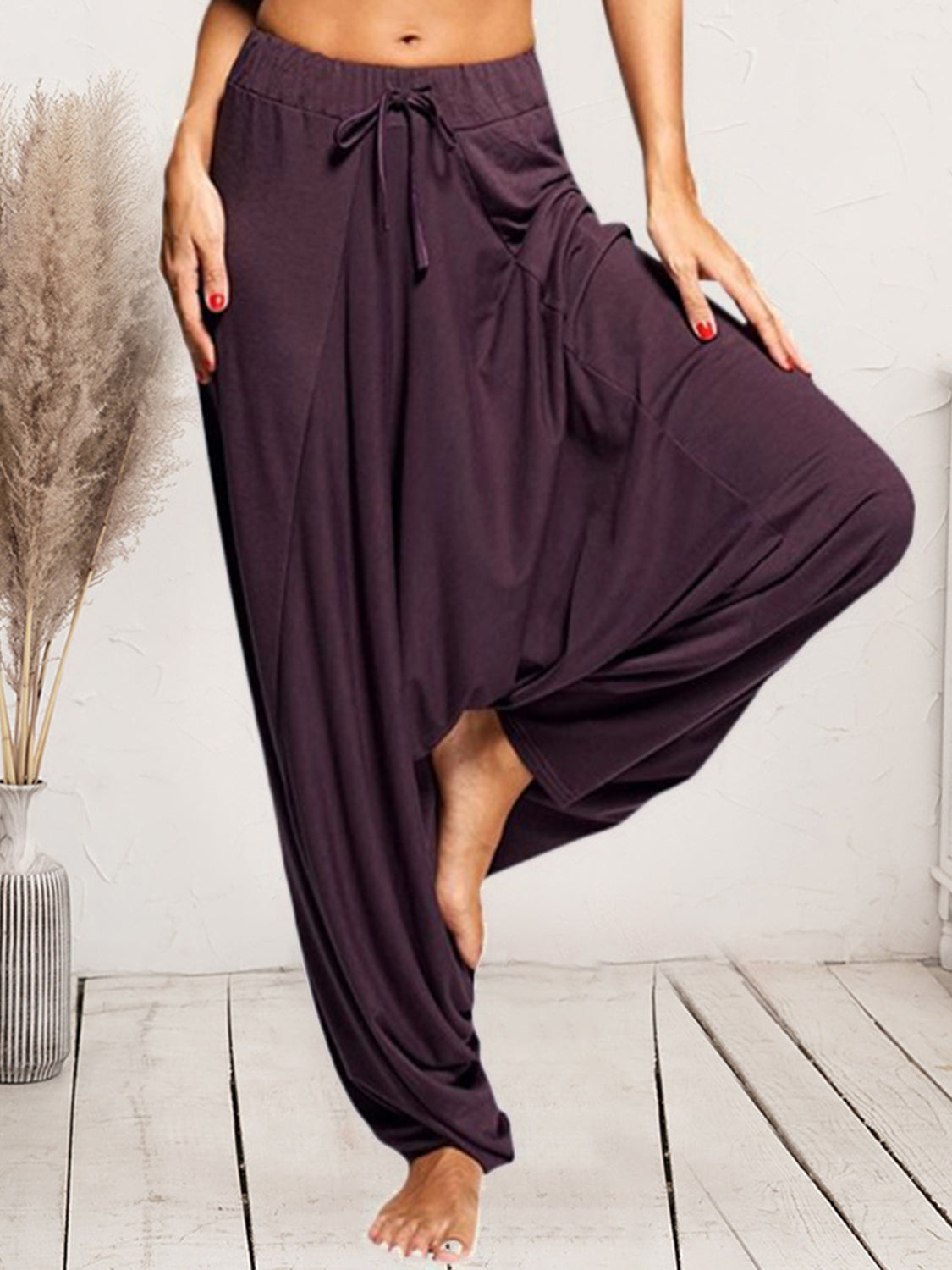 Tied Mid Waist Long Harem Pants (12)