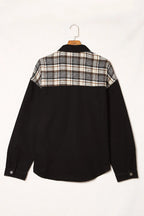 Plaid Pocketed Button Up Denim Jacket (5)