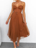 Sweetheart Neck Tulle Midi Dress (3)