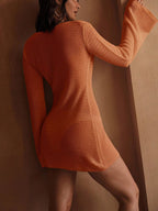 Crochet Knit Long Sleeve Cover-up Dress (17)