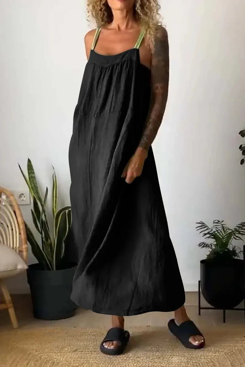 Full Size Ruched Cami Maxi Dress Pockets Plus (12)
