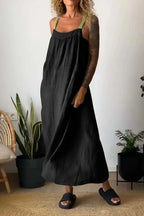 Full Size Ruched Cami Maxi Dress Pockets Plus (12)
