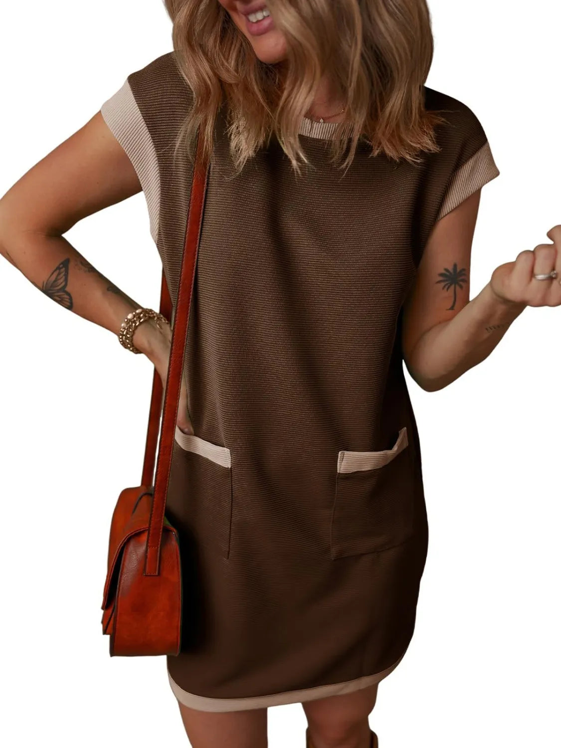 Round Neck Cap Sleeve Mini Dress (20)