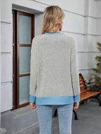Contrast Trim Round Neck Long Sleeve T-shirt (12)