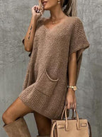 Short Sleeve Sweater Dress Pockets (3)
