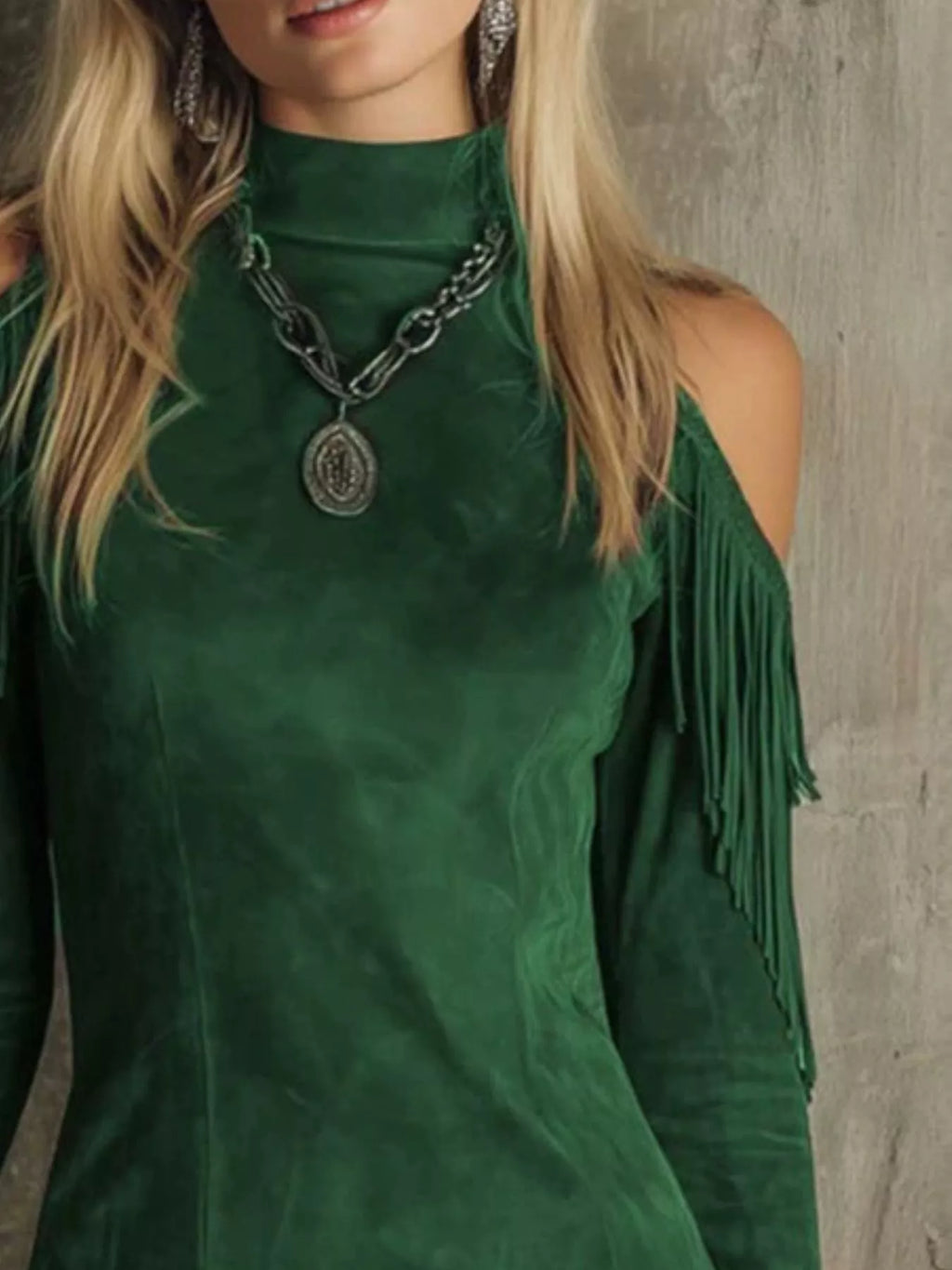 Fringed Cold Shoulder Mini Dress (8)