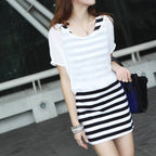 Striped Vest Dress Chiffon Blouse Cotton photo 4