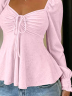 Ruched Sweetheart Neck Long Sleeve Top (24)