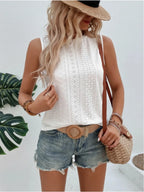 Eyelet Round Neck Tank (11)