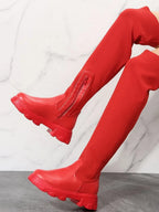 Pu Leather Round Toe Platform Boots (3)